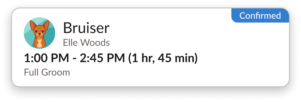 Confirmed appointment card