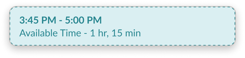 Available time block in the schedule